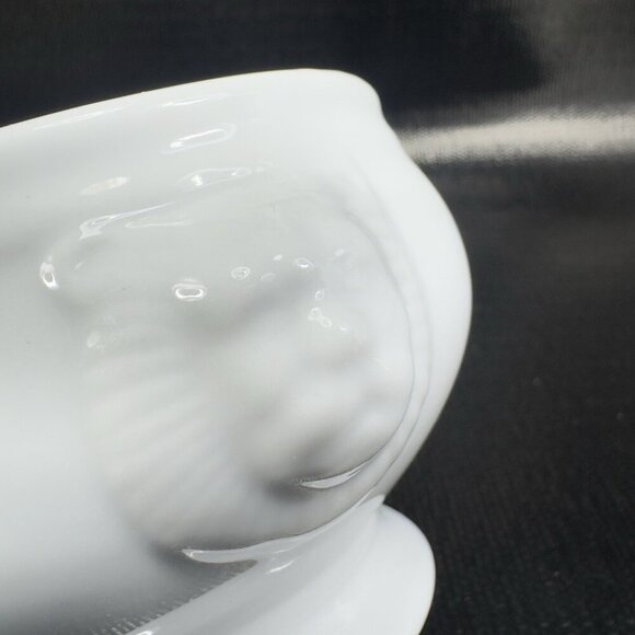Bistro By Over And Back Lions Head White Porcelain Pedestal Bowl Dish Set2 Bowls - Picture 5 of 16